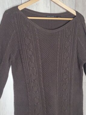 Jeanne Pierre 100% Cotton Cable Knit‎ Basket Weave Sweater Womens Small Classic